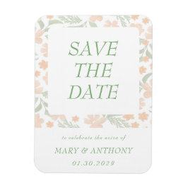 オレンジ フラワープリント セーブ・ザ・デート マグネット