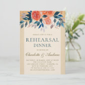 オレンジ フラワール ウォーターカラー エレガント リハーサル ディナー 招待状 (スタンド正面)