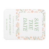 オレンジ フラワール ウォーターカラー セーブ・ザ・デート マグネット (横)