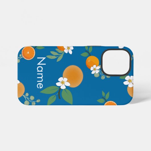 オレンジ＋フラワー携帯ケース iPhoneケース (裏面横)