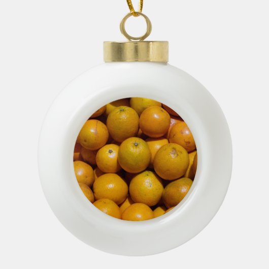 オレンジ・フルーツフロリダ市場オレンジ セラミックボールオーナメント (正面)