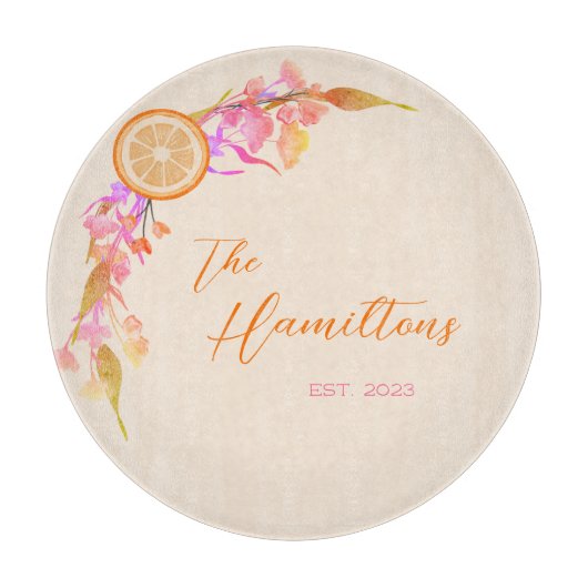 オレンジ・フルーツフローラ設立年 カッティングボード (正面)