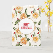オレンジ・フルーツ・クリスマス カード (黄色い花)