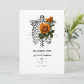 オレンジ フローラル ゴシック バチェロレッテ パーティー 招待状 (スタンド正面)