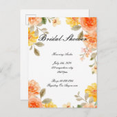 オレンジ フローラル ボタニカル ブライダル シャワー 招待状 (正面/裏面)
