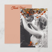 オレンジ ブラウンの葉のオーバーレイ あなただけの写真を追加 サンキューカード (正面/裏面)