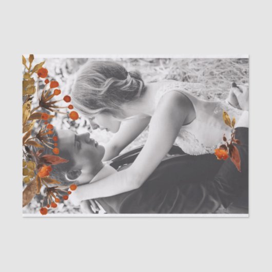 オレンジ ブラウンの葉のオーバーレイ - あなただけの写真を追加 薄葉紙 (正面)