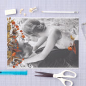 オレンジ ブラウンの葉のオーバーレイ - あなただけの写真を追加 薄葉紙 (クラフト)