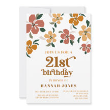 オレンジ&ブラウンレトロ70sフローラ21st Birthday