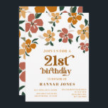 オレンジ&ブラウンレトロ70sフローラ21st Birthday 招待状<br><div class="desc">このデザインは5 x 7インチ/ 12.7 x 17.8 cmの測定で、招待状に最適。</div>