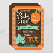 オレンジ&ブラウン秋またはハロウィーン赤ちゃんシャワー 招待状 (正面/裏面)