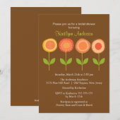 オレンジ＆ブラウン ブルームズ ブライダルシャワーの招待状 招待状 (正面/裏面)