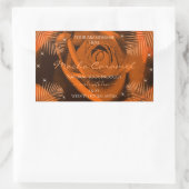 オレンジ ブラウン ローズとパームリーフの製品ラベル 長方形シール (バッグ)