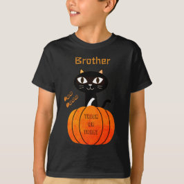 オレンジ&ブラックかわいい猫の男の子ファミリーハロウィーン Tシャツ