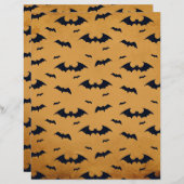 オレンジ&ブラックこうもりハロウィーンスクラップブック紙 (正面/裏面)