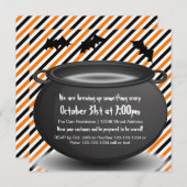 オレンジ/ブラックのケトル - ハロウィンパーティーの招待状 招待状 (正面/裏面)