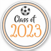 オレンジ&ブラックのサッカークラス卒業 シール (正面)