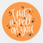 オレンジ&ブラックのハロウィーンに魔法をかけた ラウンドシール (正面)