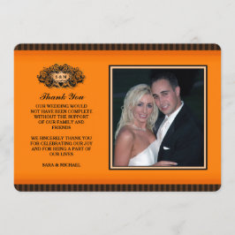 オレンジ & ブラックの感謝フォトカード サンキューカード