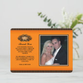 オレンジ & ブラックの感謝フォトカード サンキューカード (スタンド正面)