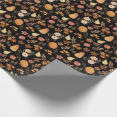 オレンジ&ブラックウォーターカラーカボチャ秋のパターン ラッピングペーパー (角)