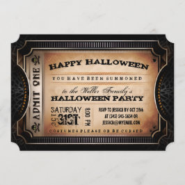 オレンジ&ブラックオーベイトワンハローウィンパーティチケット 招待状