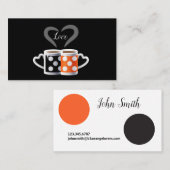 オレンジ+ブラックカラーコーヒーまたは私たちは一緒に属している 名刺 (正面/裏面)
