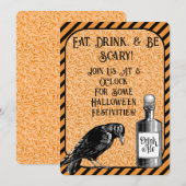 オレンジ ブラッククロー ラヴェン ハロウィン 招待状 (正面/裏面)