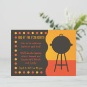 オレンジ&ブラックグリルBBQ招待状 招待状 (スタンド正面)