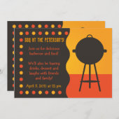 オレンジ&ブラックグリルBBQ招待状 招待状 (正面/裏面)