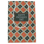 オレンジ、ブラックグレーダイヤモンドパターンファーザーズの日 ミディアムペーパーバッグ (正面)