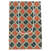 オレンジ、ブラックグレーダイヤモンドパターンファーザーズの日 ミディアムペーパーバッグ (裏面)