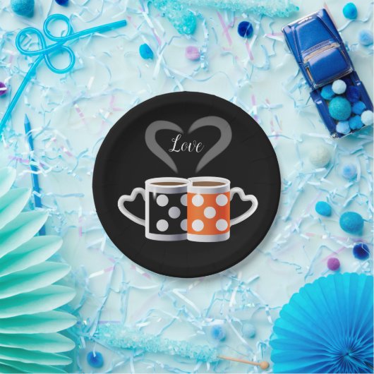 オレンジ+ブラックコーヒーカラーまたは私たちは一緒に属している ペーパープレート (パーティー)