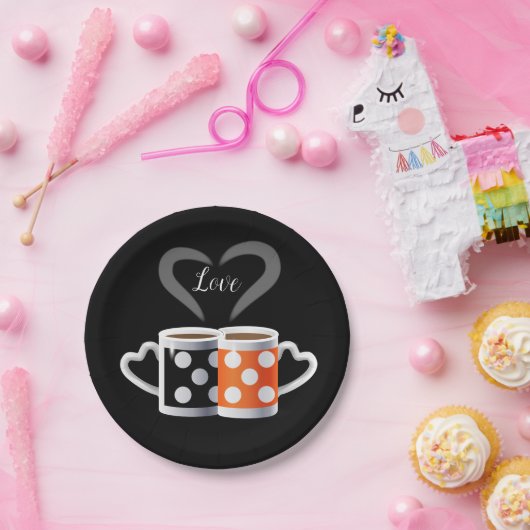 オレンジ+ブラックコーヒーカラーまたは私たちは一緒に属している ペーパープレート (パーティー)
