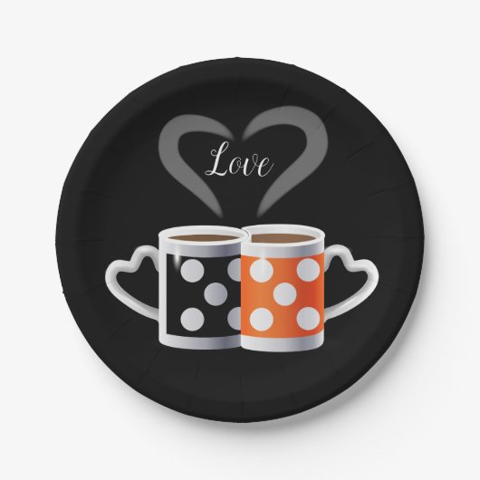 オレンジ+ブラックコーヒーカラーまたは私たちは一緒に属している ペーパープレート (正面)