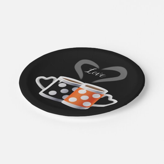 オレンジ+ブラックコーヒーカラーまたは私たちは一緒に属している ペーパープレート (アングル)