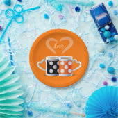 オレンジ+ブラックコーヒーカラーまたは私たちは一緒に属している ペーパープレート (パーティー)