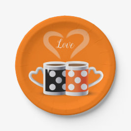 オレンジ+ブラックコーヒーカラーまたは私たちは一緒に属している ペーパープレート