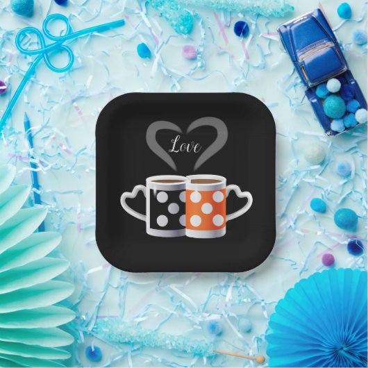 オレンジ+ブラックコーヒーカラーまたは私たちは一緒に属している ペーパープレート (パーティー)