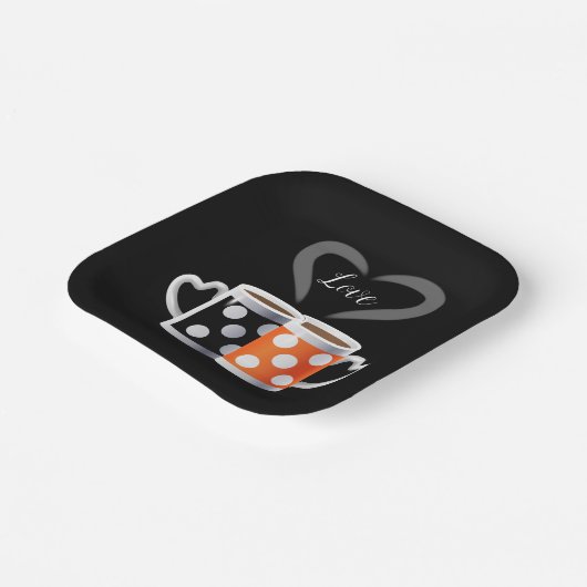 オレンジ+ブラックコーヒーカラーまたは私たちは一緒に属している ペーパープレート (傾斜あり)