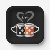 オレンジ+ブラックコーヒーカラーまたは私たちは一緒に属している ペーパープレート (正面)
