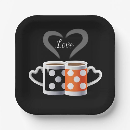 オレンジ+ブラックコーヒーカラーまたは私たちは一緒に属している ペーパープレート (正面)