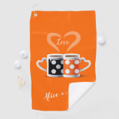 オレンジ+ブラックコーヒーカラートレンディーデザインポップ・アートのART ゴルフタオル (インサイチュ)