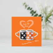 オレンジ+ブラックコーヒーカラートレンディーデザインポップ・アートのART セーブザデート (スタンド正面)