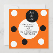 オレンジ+ブラックコーヒーカラートレンディーデザインポップ・アートのART セーブザデート (裏面)