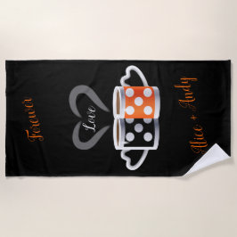 オレンジ+ブラックコーヒーカラートレンディーデザインポップ・アートのART ビーチタオル