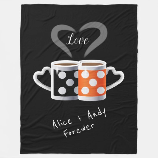 オレンジ+ブラックコーヒーカラートレンディーデザインポップ・アートのART フリースブランケット (正面)