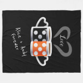 オレンジ+ブラックコーヒーカラートレンディーデザインポップ・アートのART フリースブランケット (正面(横))