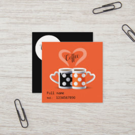オレンジ+ブラックコーヒーカラーモダンデザイン スクエア名刺