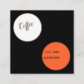 オレンジ+ブラックコーヒーカラーモダンデザイン スクエア名刺 (裏面)